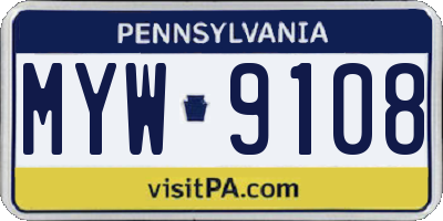 PA license plate MYW9108