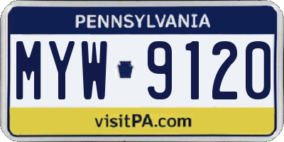 PA license plate MYW9120