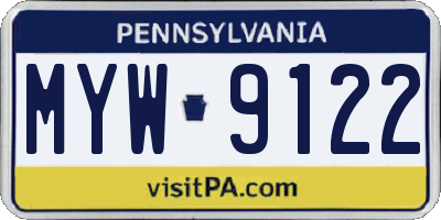 PA license plate MYW9122