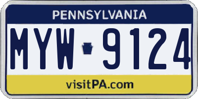 PA license plate MYW9124