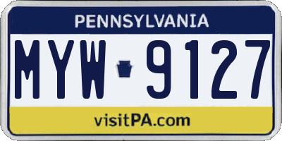 PA license plate MYW9127