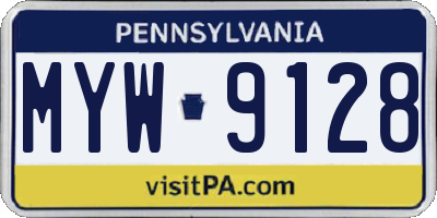 PA license plate MYW9128