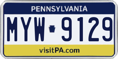 PA license plate MYW9129