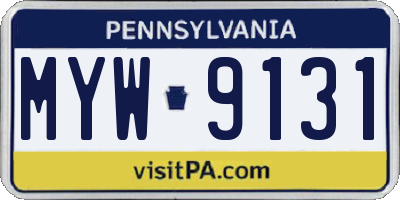 PA license plate MYW9131