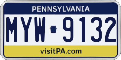 PA license plate MYW9132