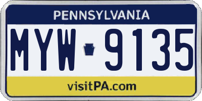 PA license plate MYW9135