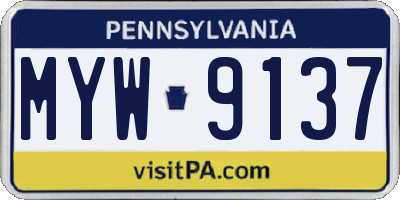 PA license plate MYW9137