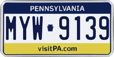 PA license plate MYW9139
