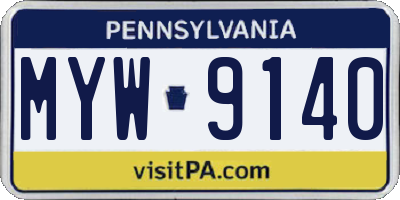 PA license plate MYW9140