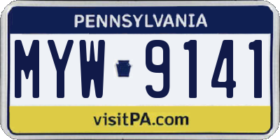 PA license plate MYW9141