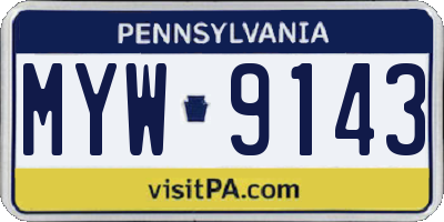 PA license plate MYW9143