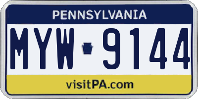 PA license plate MYW9144
