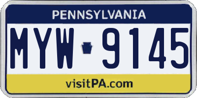PA license plate MYW9145