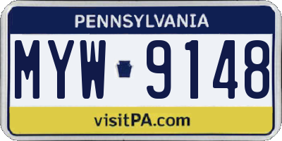 PA license plate MYW9148