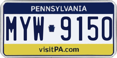 PA license plate MYW9150