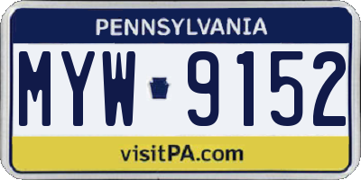 PA license plate MYW9152