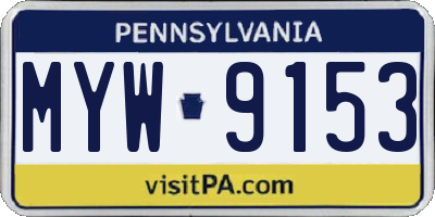 PA license plate MYW9153