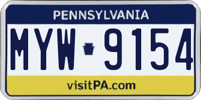 PA license plate MYW9154