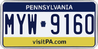 PA license plate MYW9160