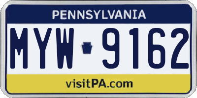 PA license plate MYW9162