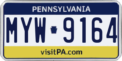 PA license plate MYW9164