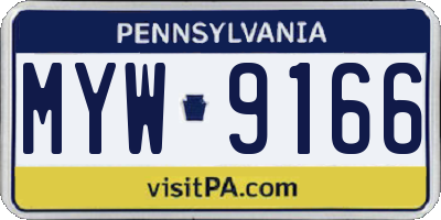 PA license plate MYW9166