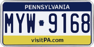 PA license plate MYW9168