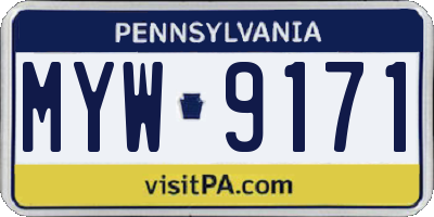 PA license plate MYW9171