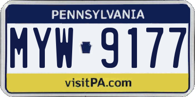 PA license plate MYW9177