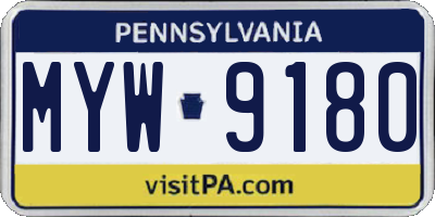 PA license plate MYW9180