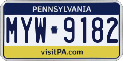 PA license plate MYW9182