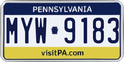 PA license plate MYW9183