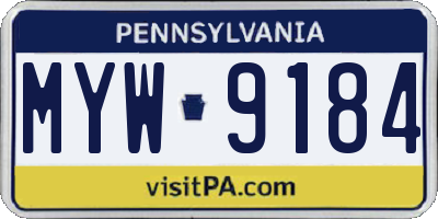 PA license plate MYW9184