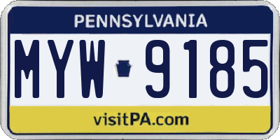 PA license plate MYW9185