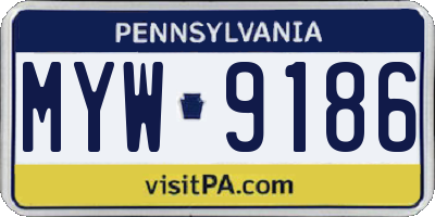 PA license plate MYW9186