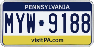 PA license plate MYW9188