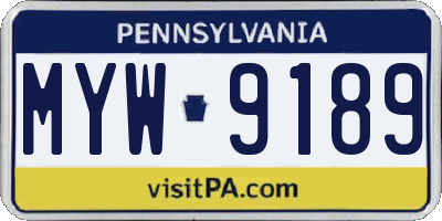 PA license plate MYW9189