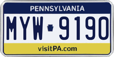 PA license plate MYW9190