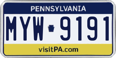 PA license plate MYW9191
