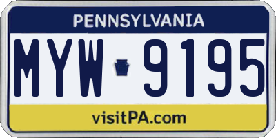 PA license plate MYW9195