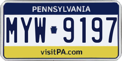 PA license plate MYW9197