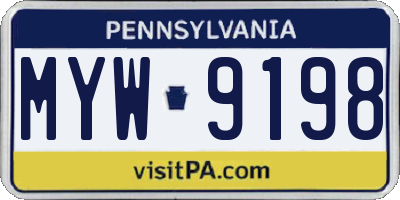PA license plate MYW9198