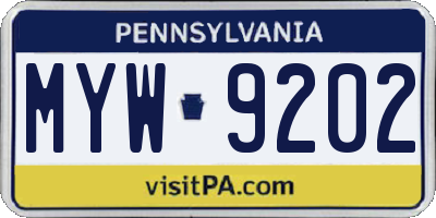PA license plate MYW9202