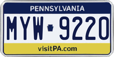 PA license plate MYW9220