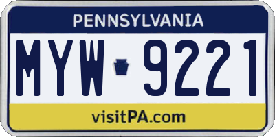 PA license plate MYW9221