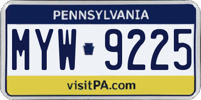 PA license plate MYW9225