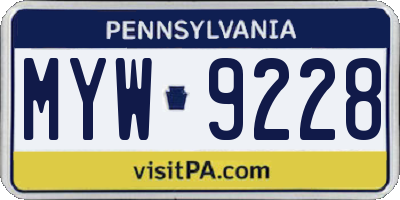 PA license plate MYW9228