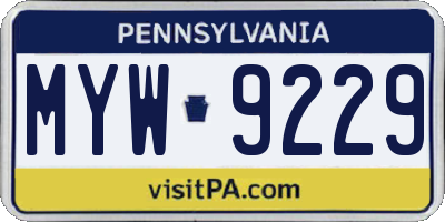 PA license plate MYW9229