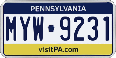 PA license plate MYW9231