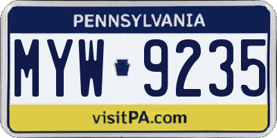 PA license plate MYW9235